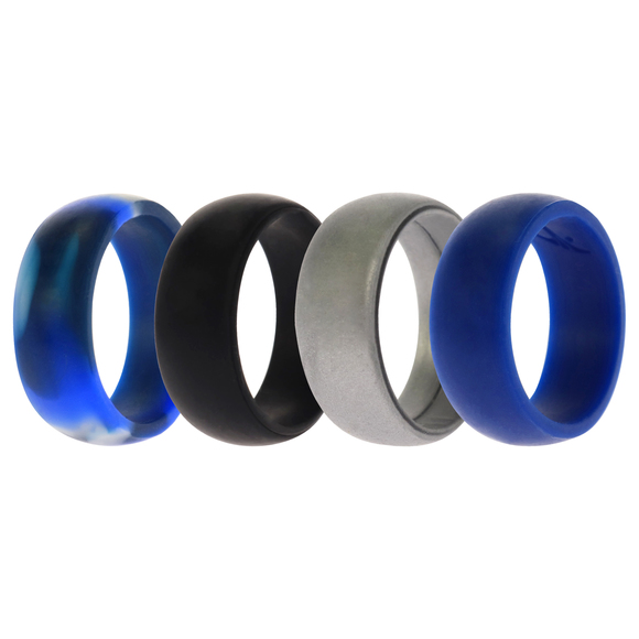 Silicone Wedding Ring Set - Blue-Camo by ROQ for Men - 4 x 11 mm Ring - Picture 2 of 2